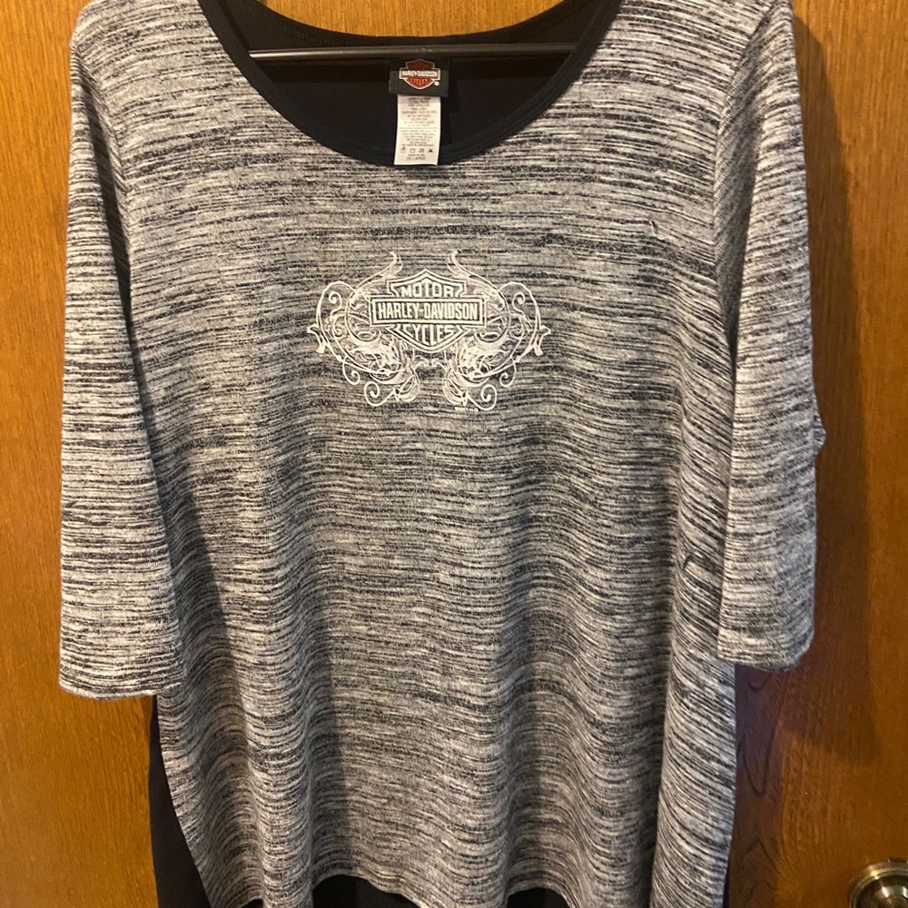 Harley Davidson grey and black blouse.